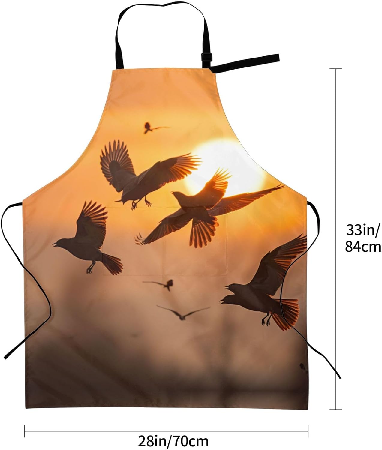 Birds Sunset print Waterproof apron with pocket adjustable cooking apron for adult kitchen bibs to bake