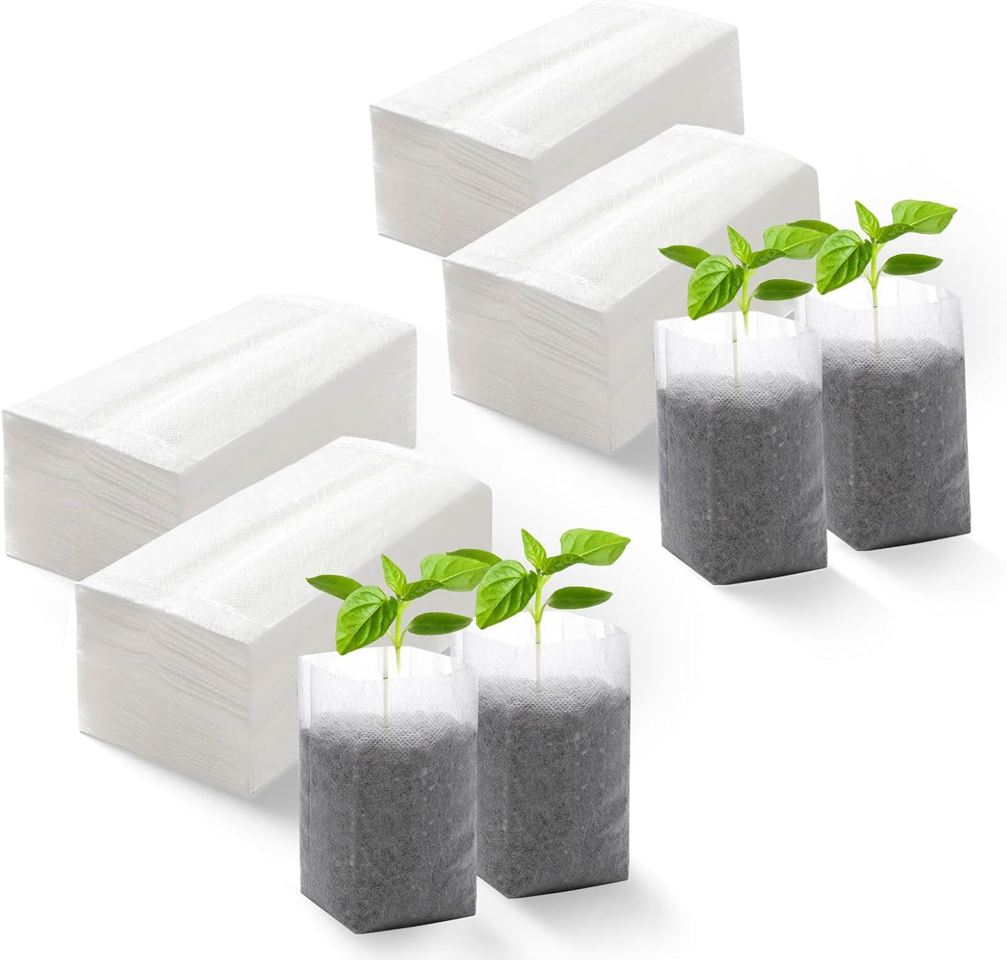 Plant Grow Bags 5.5"x6.3"200pcs Biodegradable Planting Bags Seed Start