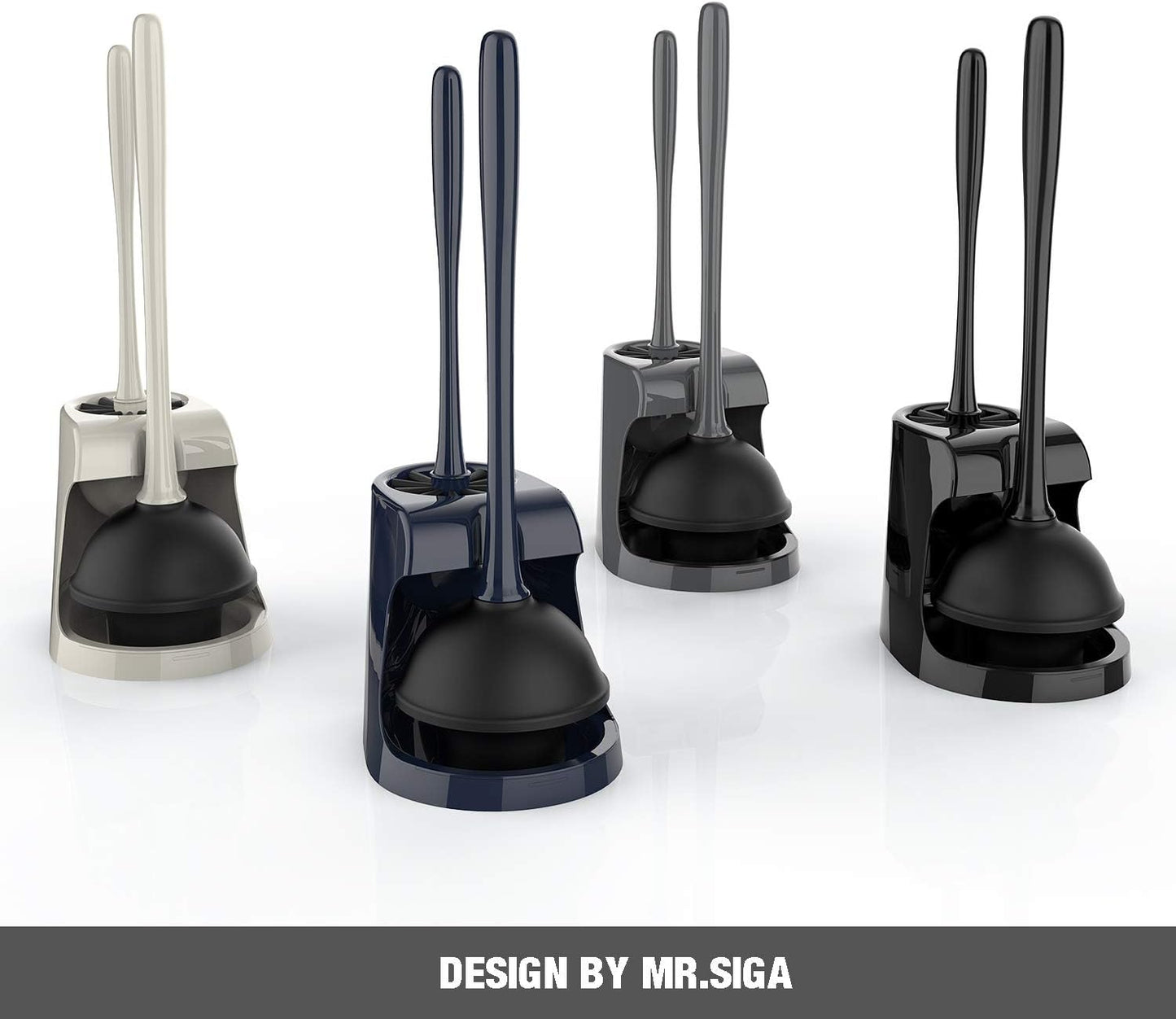 MR.SIGA Toilet Plunger and Bowl Brush Combo for Bathroom Cleaning, Bla