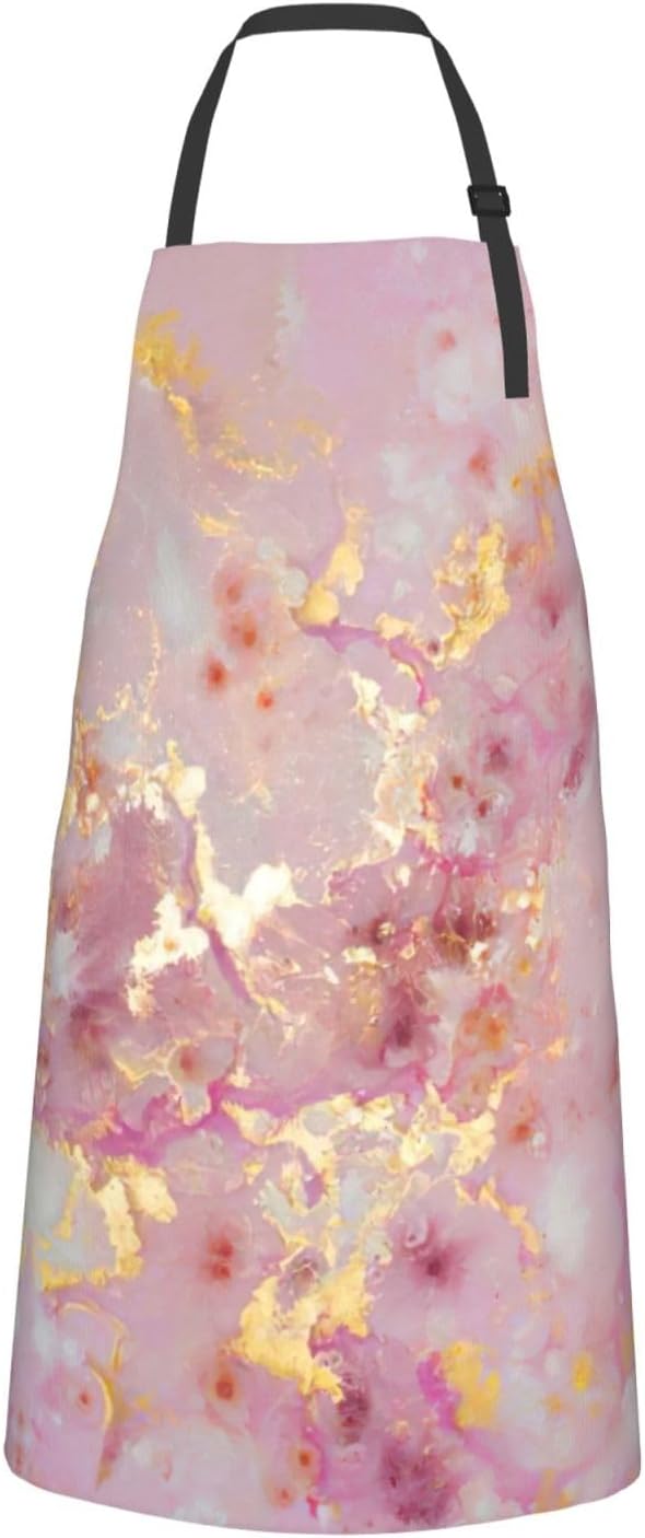 Pink Marble Texture Print Laundry apron 28x33 In Waterproof Kitchen Ap