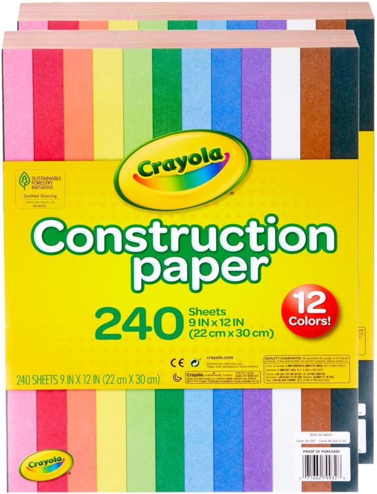 Crayola Construction Paper Bulk Pack (480 Sheets) – 10 Assorted Colors