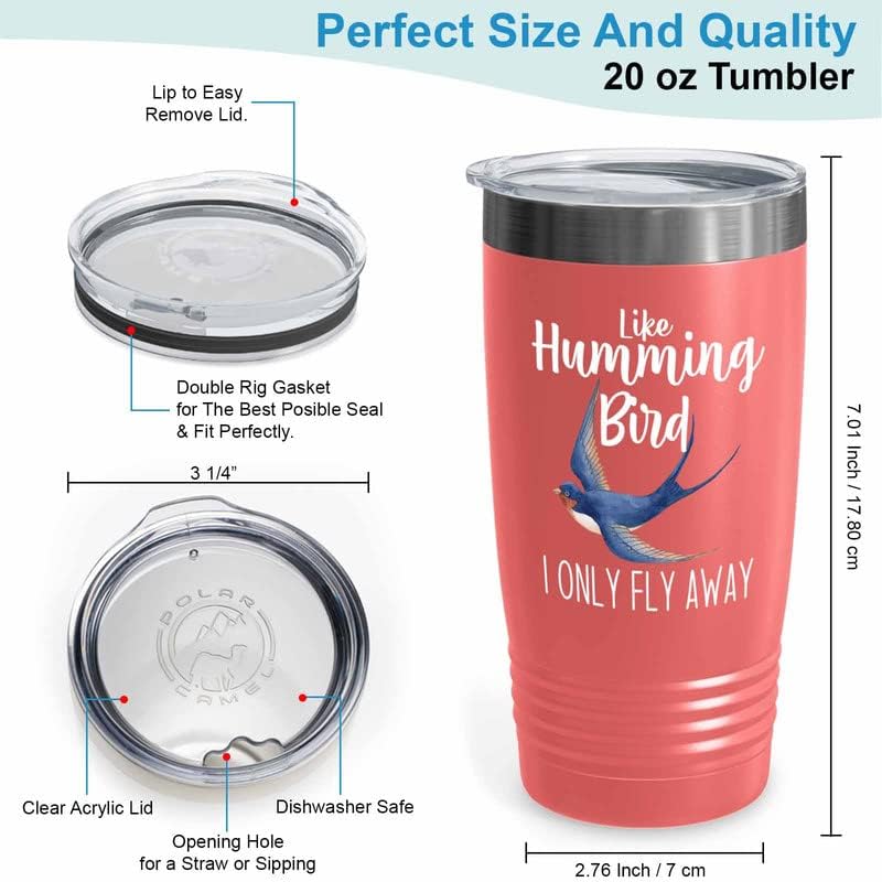 Bird Lover Coral Edition Viking Tumbler 20oz - Humming Bird Fly Away - Hummingbird Nest Cage Parrot Dad Gardening Outdoor Birdwatcher Feeder
