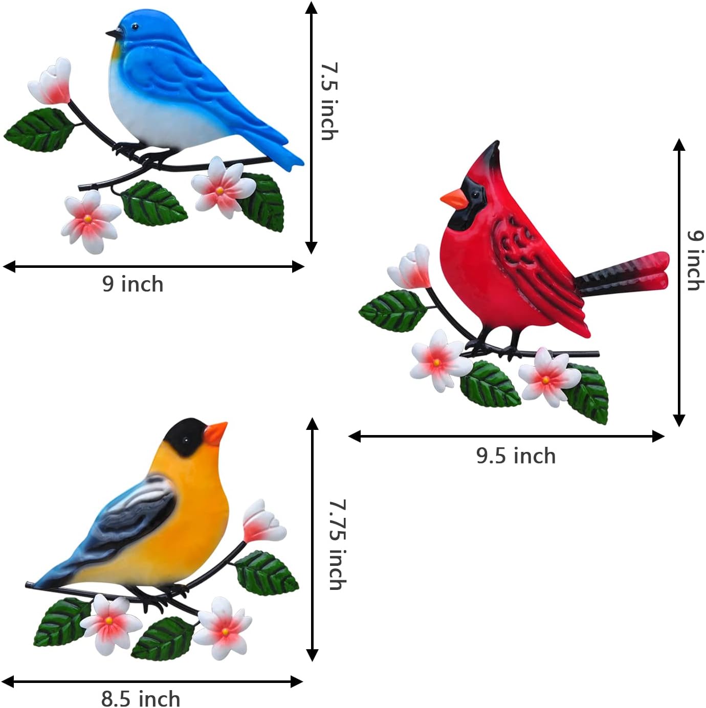 Metal Bird Wall Decor Bird Wall Art Metal Outdoor Wall Art Suitable for Garden Art Clearance Outdoor Wall Decorations for Patio Set of 3