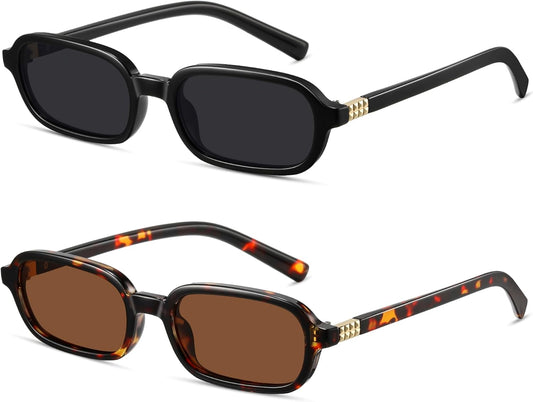 Retro Rectangle Sunglasses for Women Men Trendy Vintage Small Square S