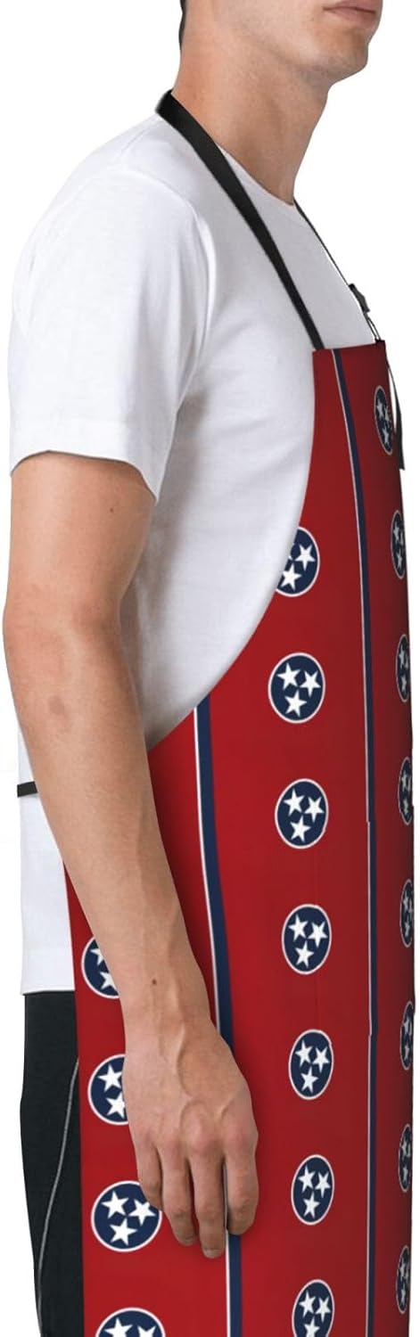 Tennessee state flag print Waterproof chef's apron with pocket apron for kitchen cooking baking barbecue and gardening