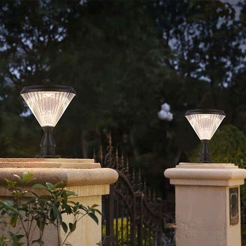 Garden Light with Transparent Glass Diffuser Single Lamp Outdoor Column Solar Wall Post Lawn Street Hopeful