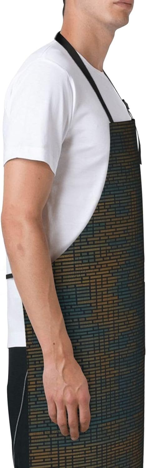 Programming Code 1 print Waterproof chef's apron with pocket apron for kitchen cooking baking barbecue and gardening