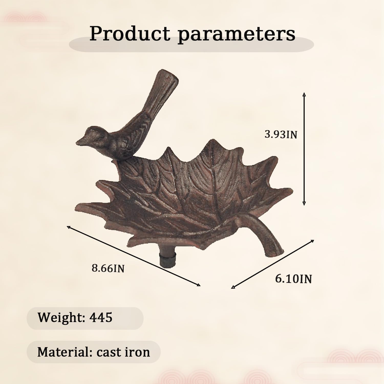 Cast Iron Bird Feeder, Maple Leaf Shaped Wild Bird Feeding Bowl Rustic