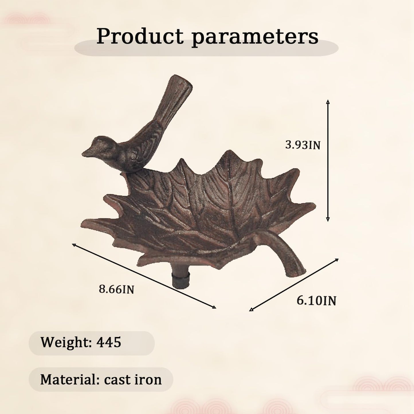 Cast Iron Bird Feeder, Maple Leaf Shaped Wild Bird Feeding Bowl Rustic Garden Decor Ornaments Retro Birds Bath for Outdoors Vintage Metal Birds Food Container for Yard Patio Garden