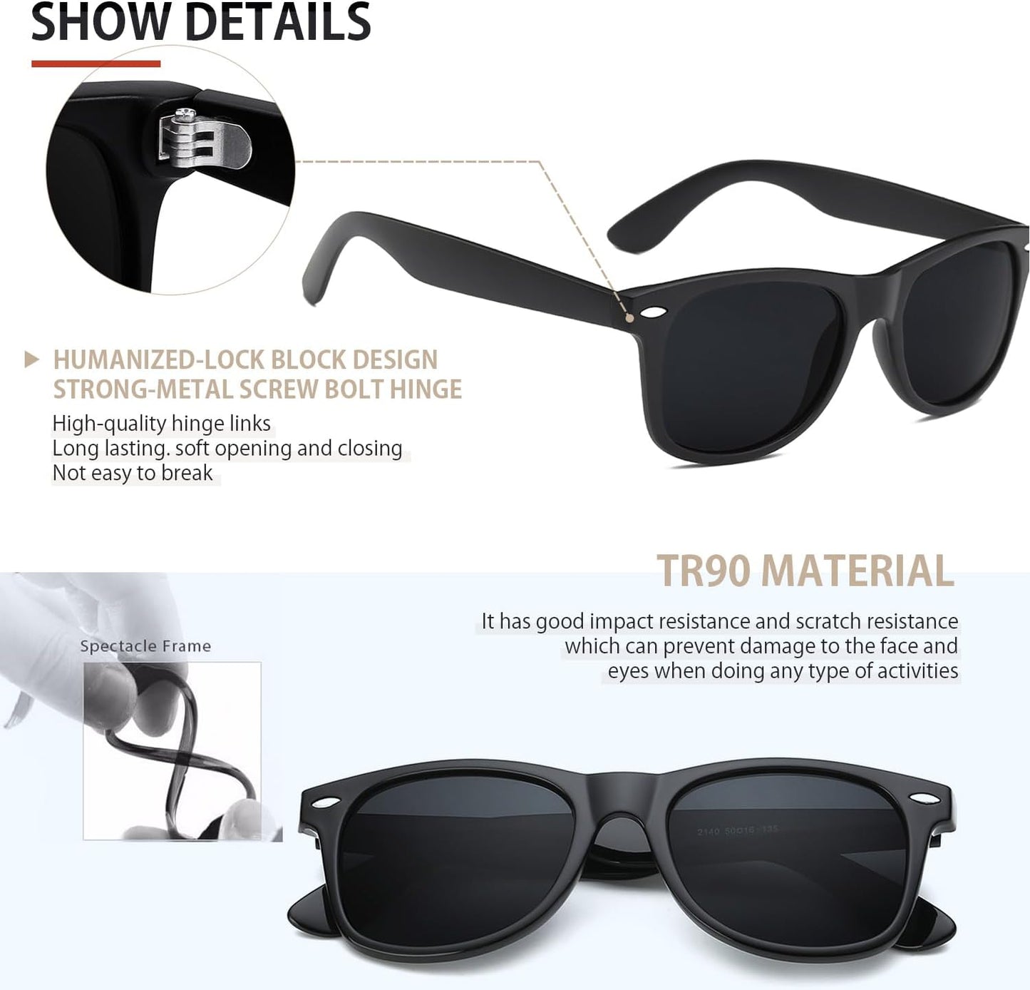 FEIDUSUN Sunglasses Men Polarized Sunglasses for Mens and Womens,Black