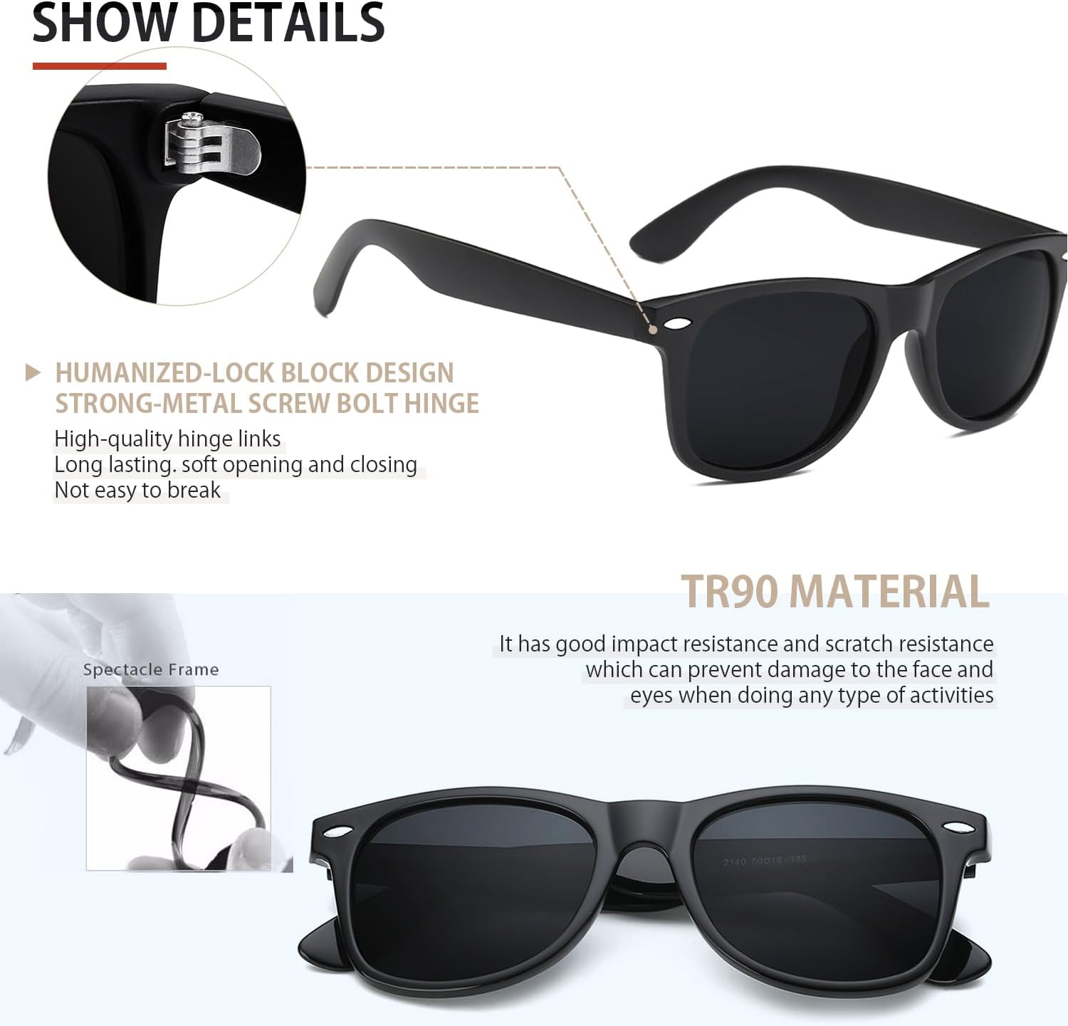 FEIDUSUN Sunglasses Men Polarized Sunglasses for Mens and Womens,Black