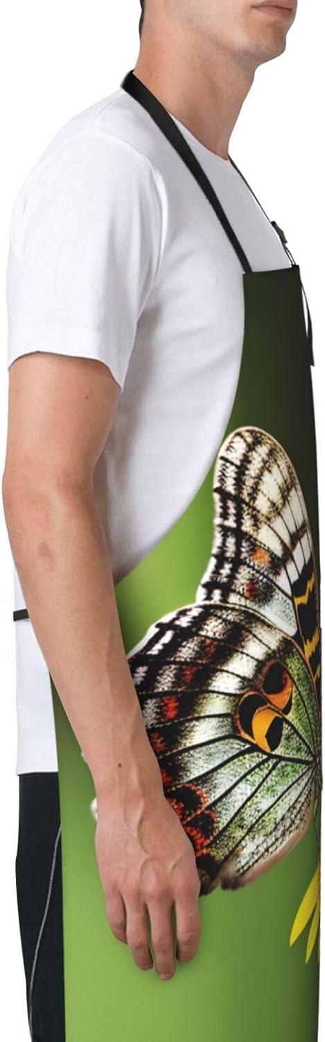 Beautiful glowing butterfly 1 print Waterproof chef's apron with pocket apron for kitchen cooking baking barbecue and gardening