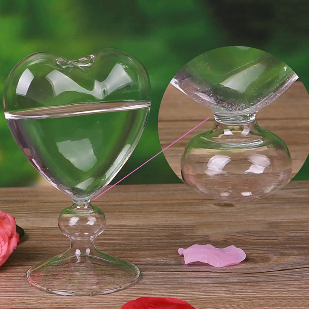 Heart Shape Glass Flower Pot Desktop Standing Vase Planter Container H