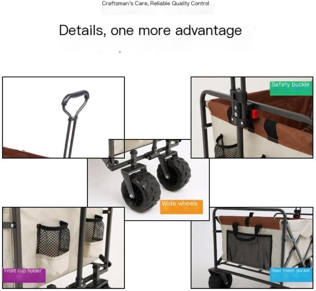 Portable Camping Cart,Outdoor Folding Beach Camping Trolley Cart with Tent Trailer Off Road Supplies Picnic Camp Shopping Green Color