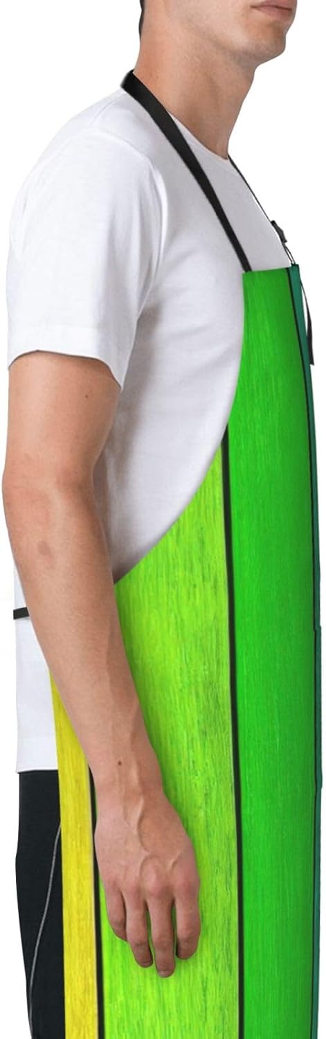 Rainbow Colored Wood Background Print Laundry apron 28x33 In Waterproof Kitchen Apron with Pockets for Cooking Baking