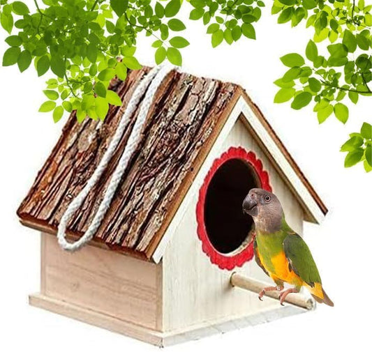 kathson Parakeet Nesting Box Wood Bird House for Cage Wooden Parrot Nest Breeding Mating Box for Lovebirds Cockatiel Canary Finch Budgie and Small and Medium-Sized Birds