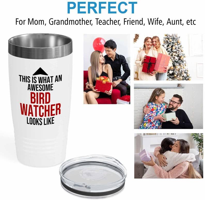 Bird Lover White Edition Viking Tumbler 20oz - Awsome Bird Watcher Loo