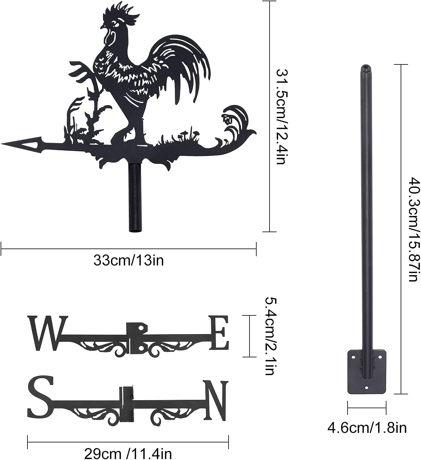 SUPERDANT Rooster Weather Vane Rooftop Rooster Animals Wind Vanes Retr