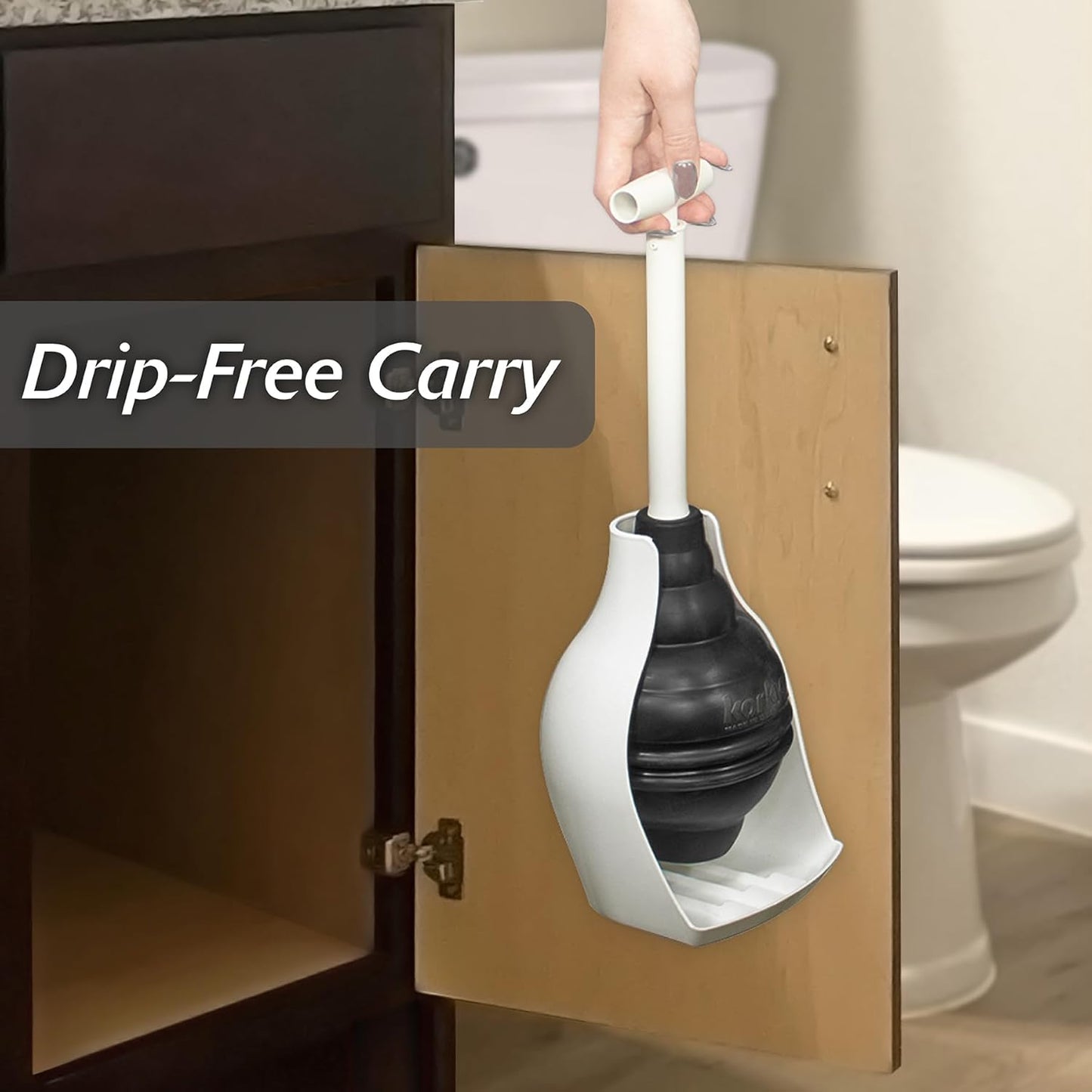 Korky BeehiveMAX Hideaway - Heavy Duty Toilet Plunger with Holder - Dr