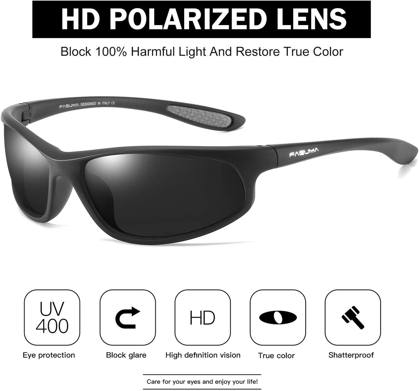FAGUMA Polarized Sports Sunglasses For Men Cycling Driving Fishing UV4