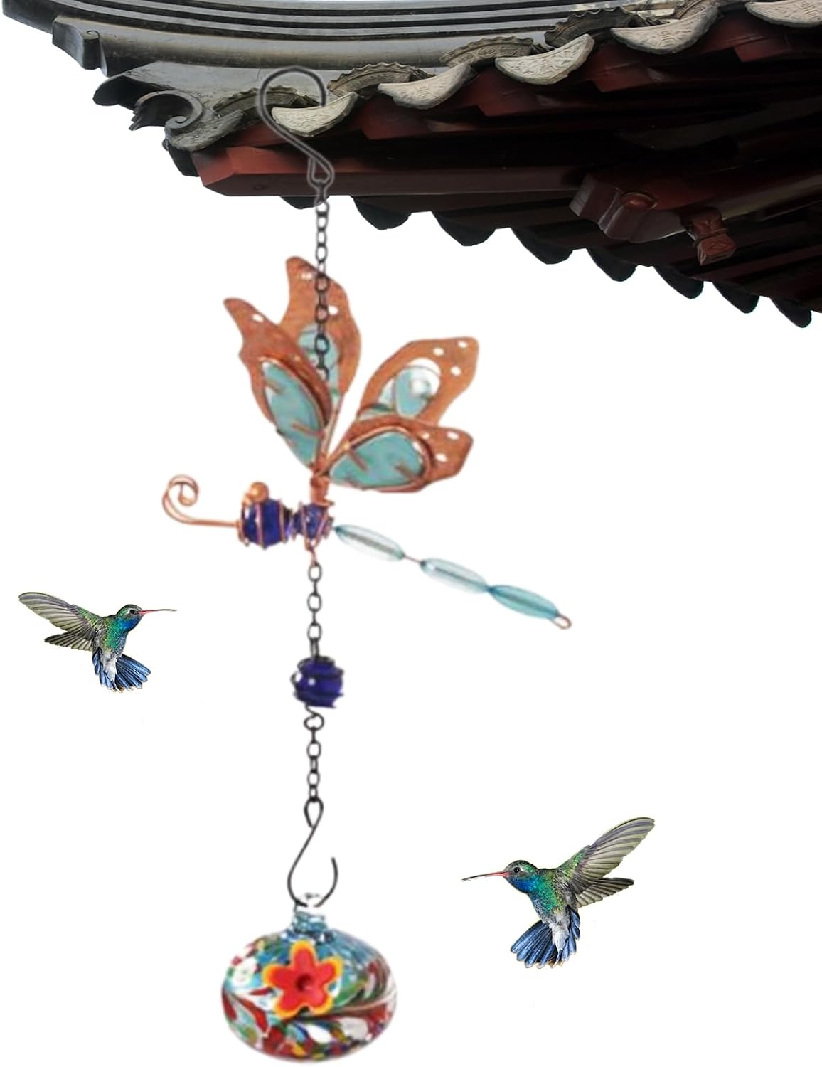 Genérico Hummingbird Feeder – Glass with Wind Chime for Birds, Hummingbirds with Wind Chimes, for Gardens, Parties, Patios Balconies