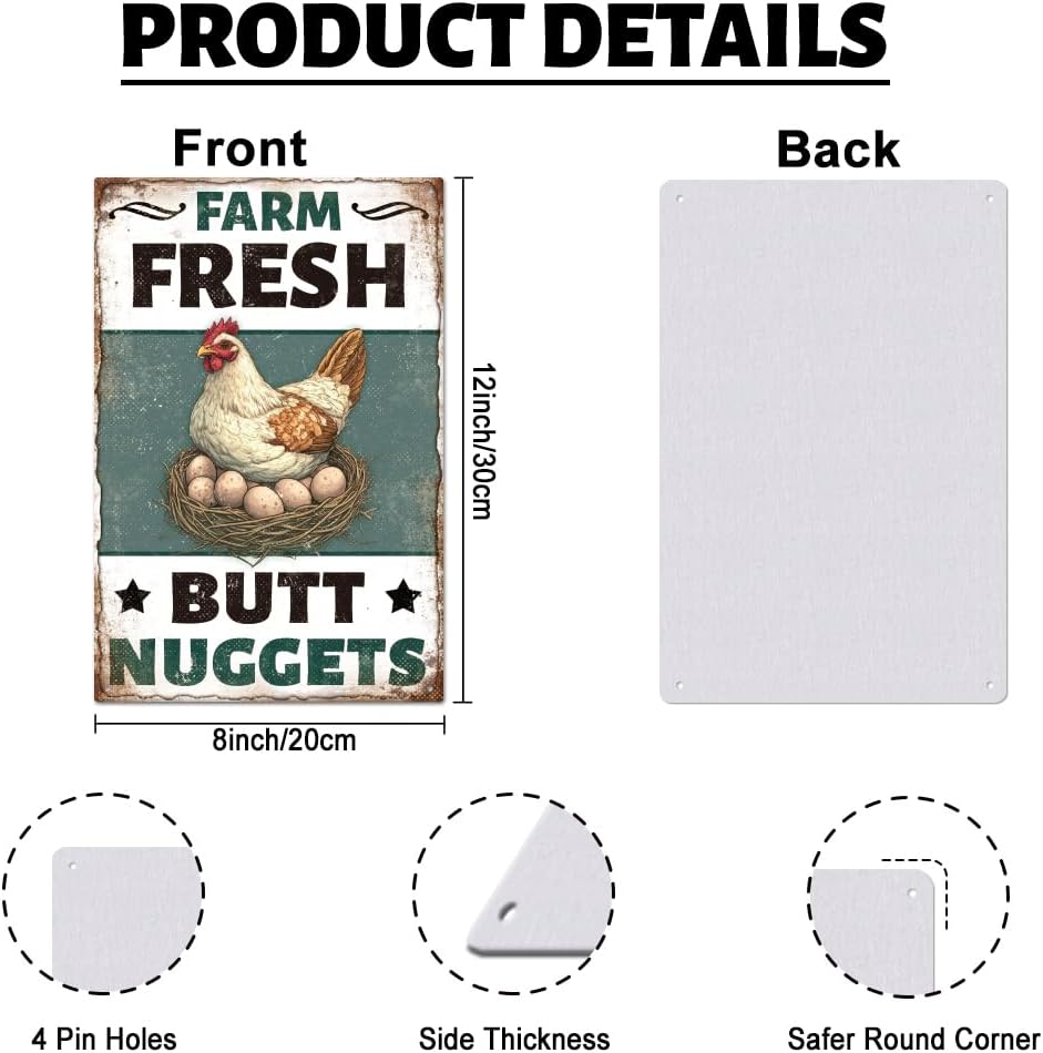 9 Pcs Chicken Coop Signs, Funny Chicken Signs Decor 8×12 Inch, Metal T
