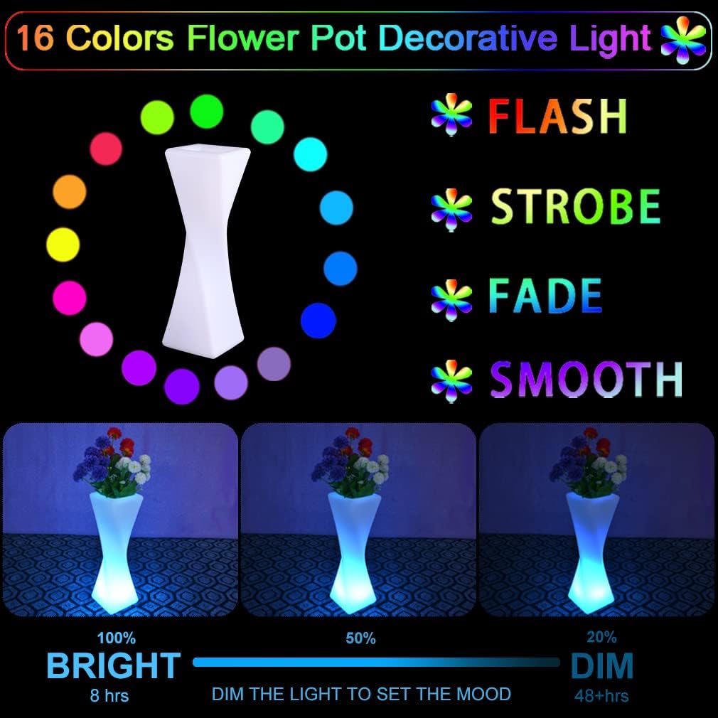20-inch Modern LED Vase Night Light, Rechargeable Floor Mood Lamp w/Re