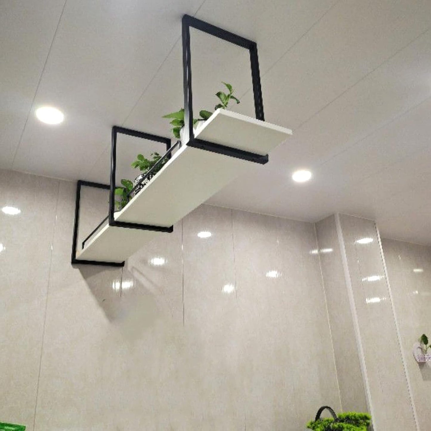 WallMounted Plant StandEuropean Loft Style Hanging Wine RackCeiling Storage Shelf with GuardrailDecorative Iron Etagere for Home Decor (Size: 140x30x50CM)