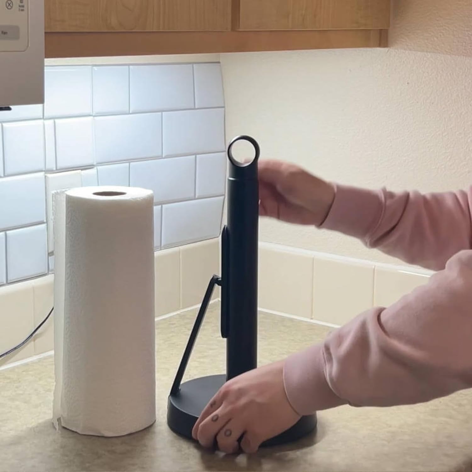 theaoo Heavy-Duty Stainless Steel Paper Towel Holder with Tension Arm 