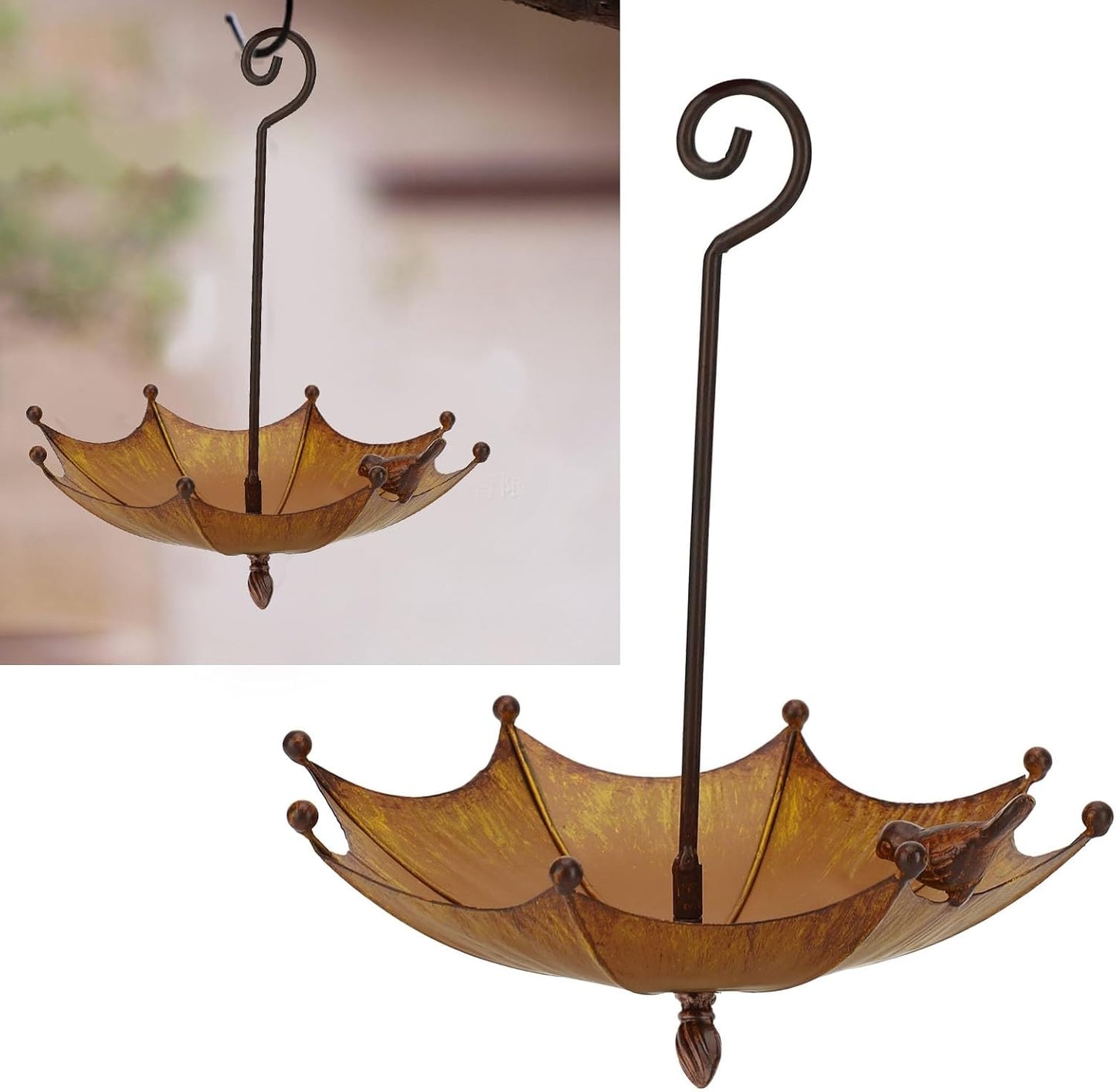 Metal Umbrella Bird Feeder, Hanging Iron Design for Wild Birds, Long Lasting Garden and Yard Decor, Ideal for Outdoor Bird Watching