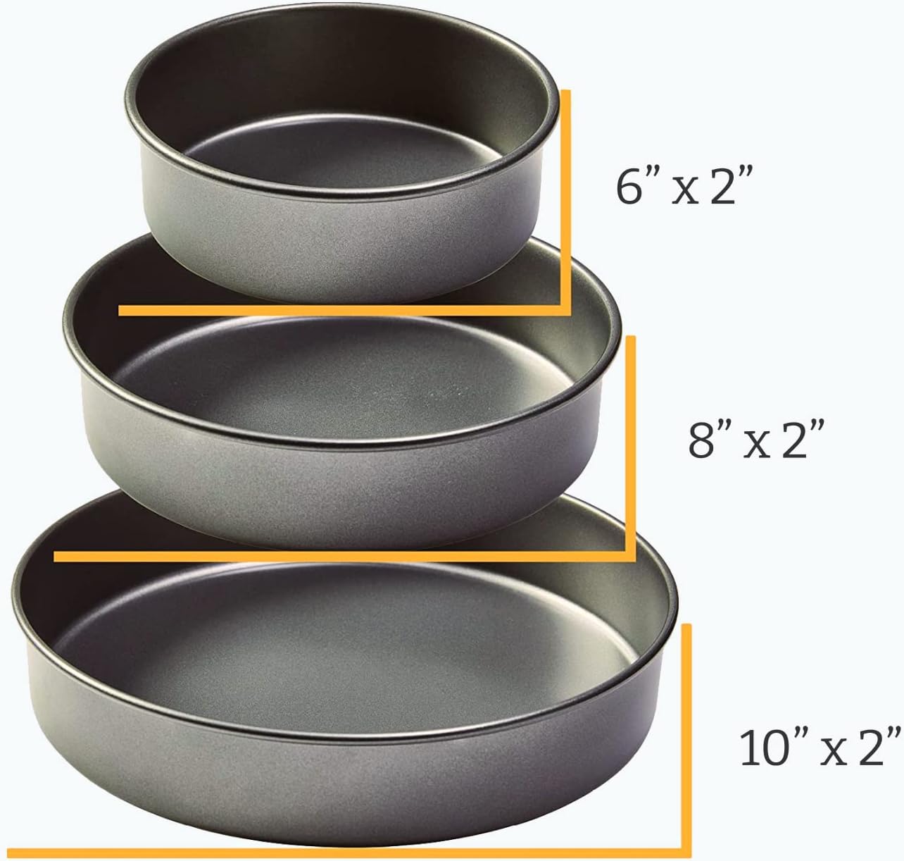 Chicago Metallic Professional 3-Piece Round Cake Pan Set of 6, 8, 10 i