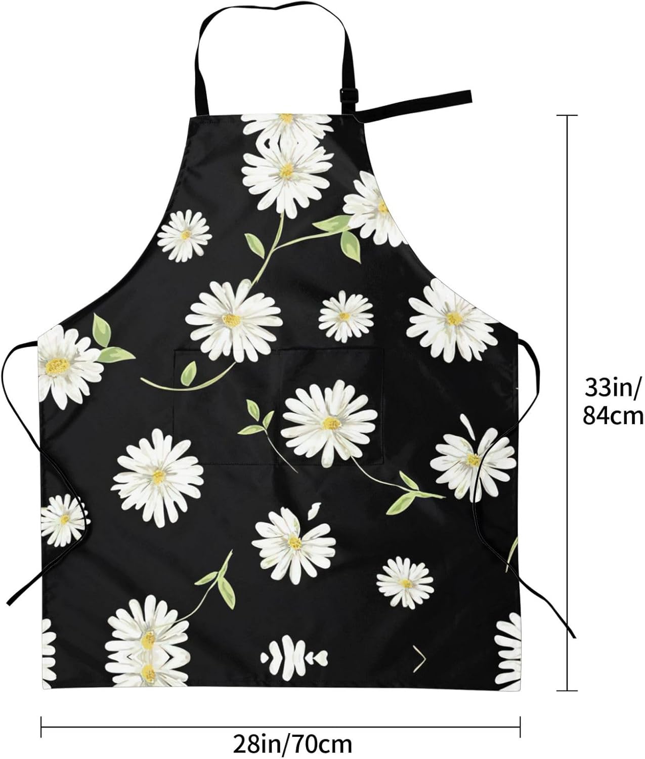 daisy Print 28x33 In Adult Kitchen Apron with Pockets Versatile Chef Smock for Cooking Baking