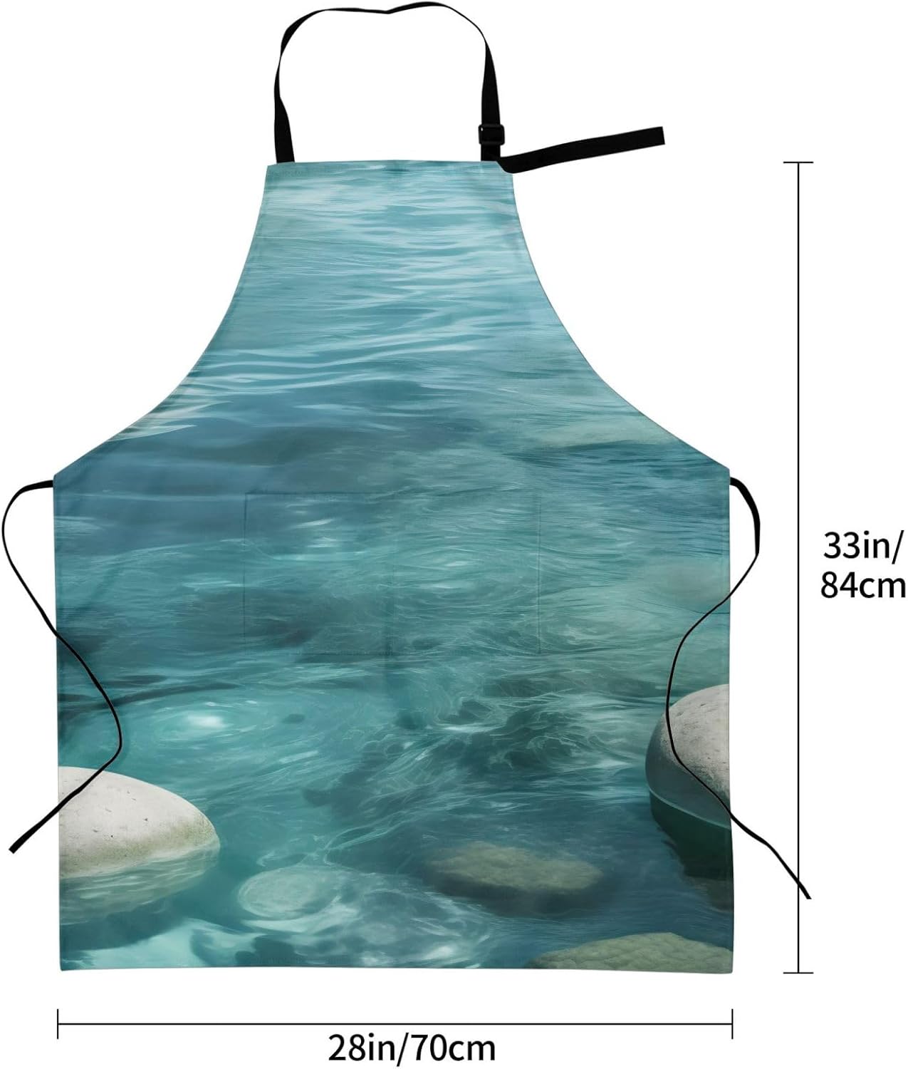 YANYU Tranquil water Print 28x33 In Kitchen Apron Stylish Chef Apron with Pockets for Cooking Baking Painting