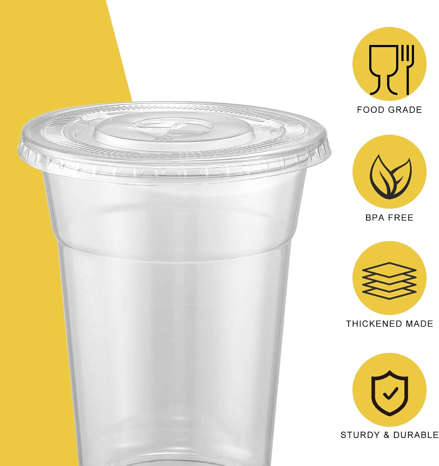 VITEVER [100 Sets - 16oz] Clear Plastic Cups with Lids and Straws, Dis