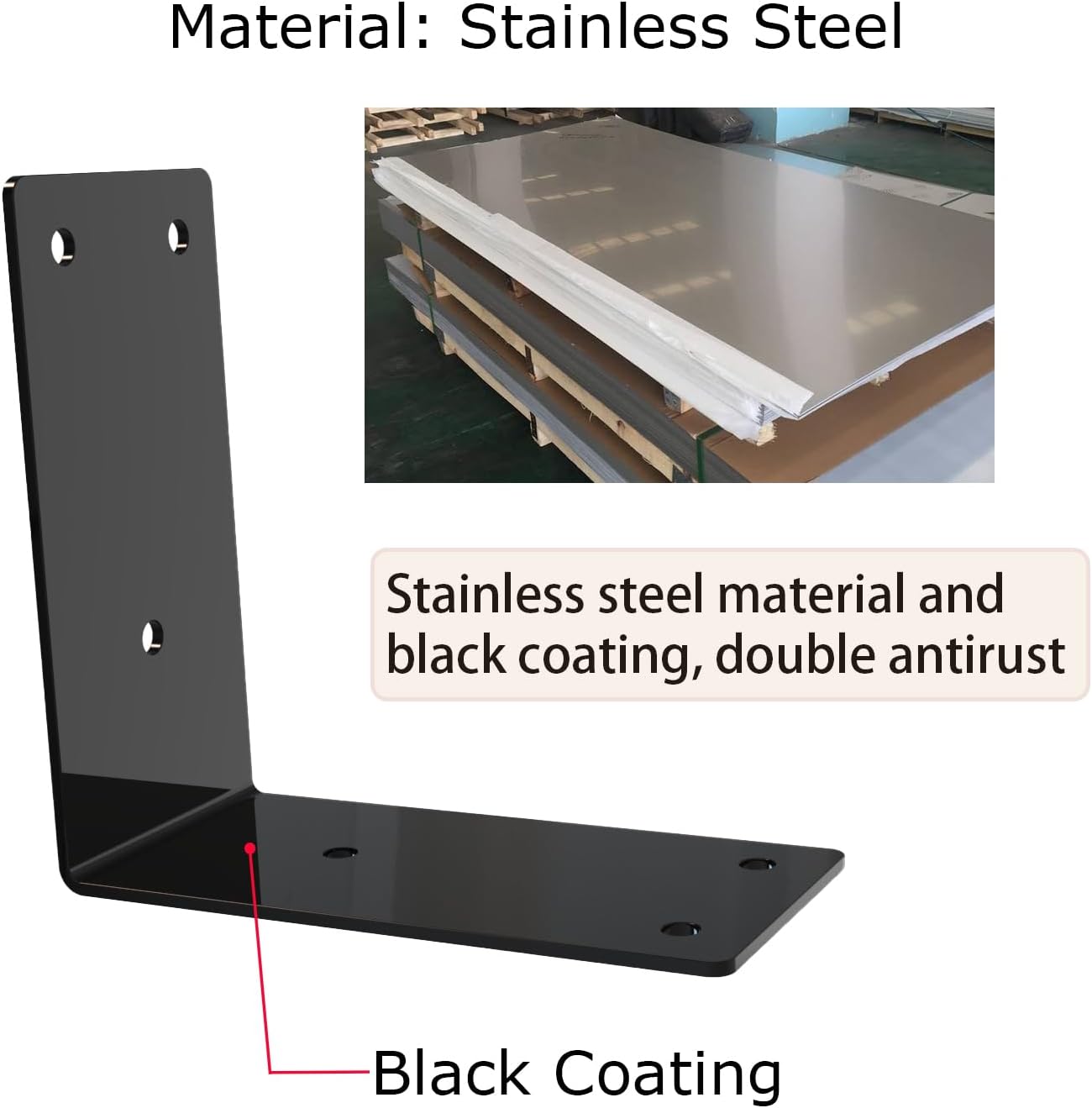 L Bracket,Raised Garden Bed Corner Brackets,Heavy Duty Corner Brace,Stainless Steel Shelf Bracket,Black Large Angle Brackets, Metal Iron Bracket for Wood Aufuga (10)