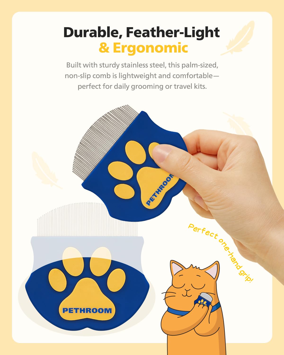 PETHROOM Professional Eye Comb for Pets | Stainless Steel Tear Stain R