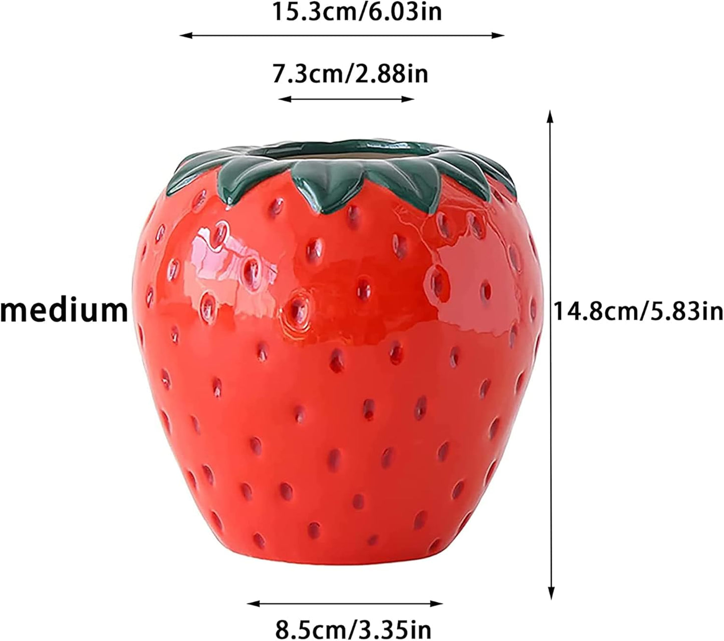 Ceramic Strawberry Shaped Planter Pot, Unique Strawberry Vase, Suitable for Living Room, Kitchen