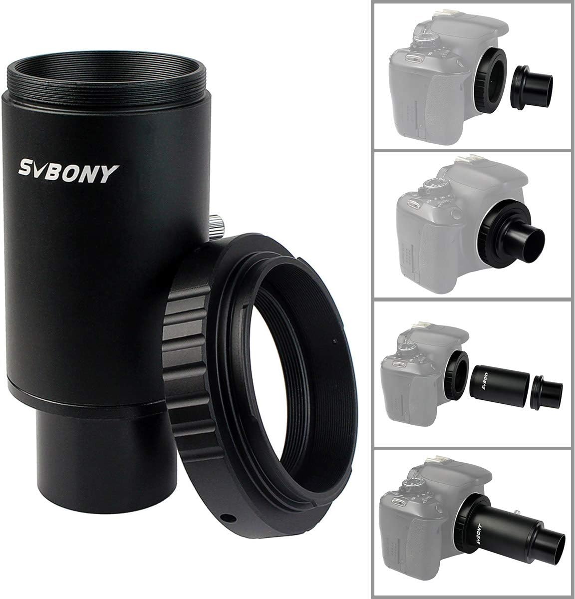 SVBONY T2 T Ring Adapter, Metal 1.25 inch Telescope Accessory, Compatible for Canon EOS Cameras Photography Dedicated CA1 Sleeve Extended Cylinder for Telescope