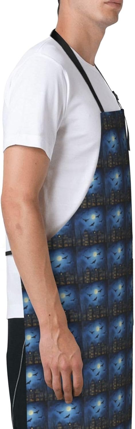 YANYU Night Sky Print 28x33 In Kitchen Apron Stylish Chef Apron with P