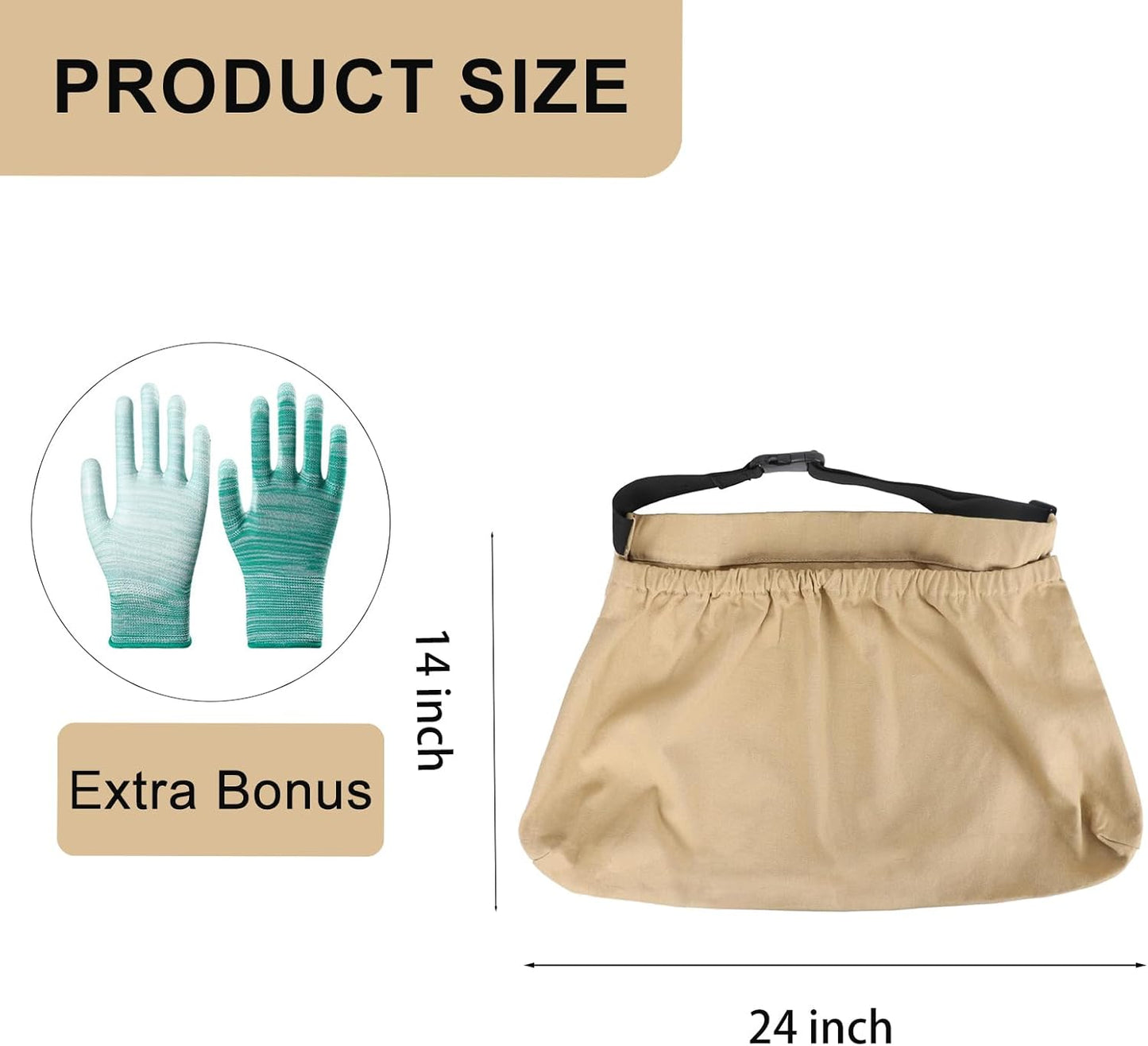 Adjustable Garden Apron with Storage Pouch for Harvesting, Fruit Picking, Vegetables, Hands-Free Design