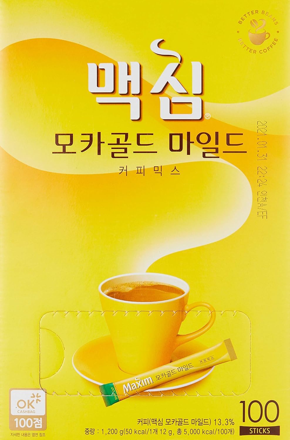 Maxim Mocha Gold Mild Coffee Mix 12g X 100pc (2.64 Pound)
