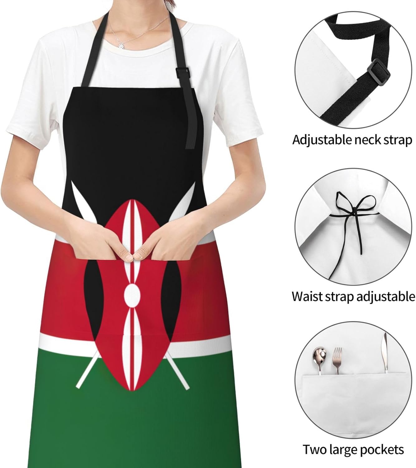 Flag of Kenya print Waterproof chef's apron with pocket apron for kitc