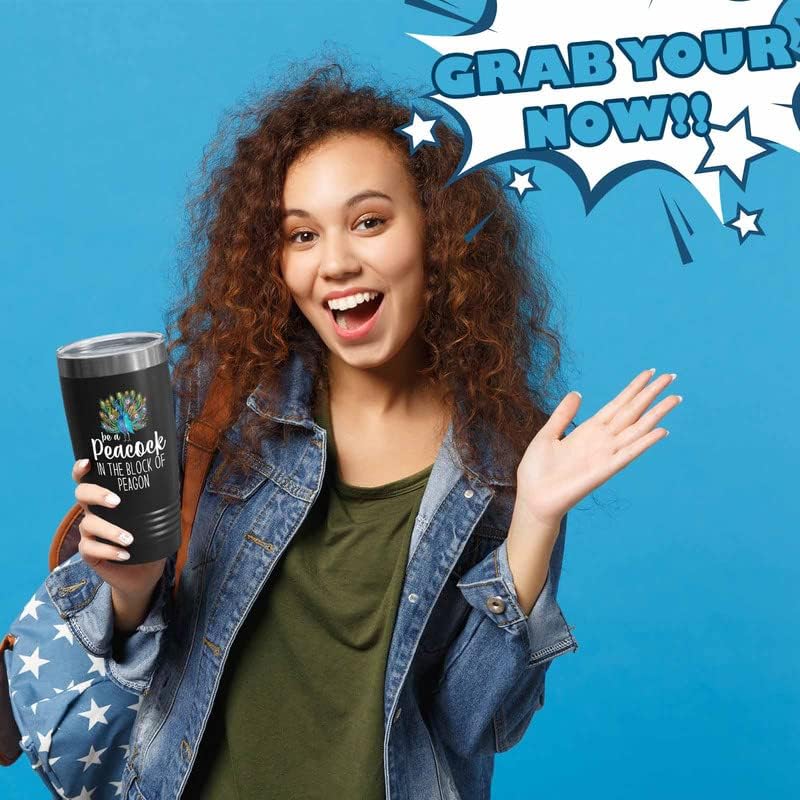 Bird Lover Black Edition Viking Tumbler 20oz - Peacock Block pgeons - 