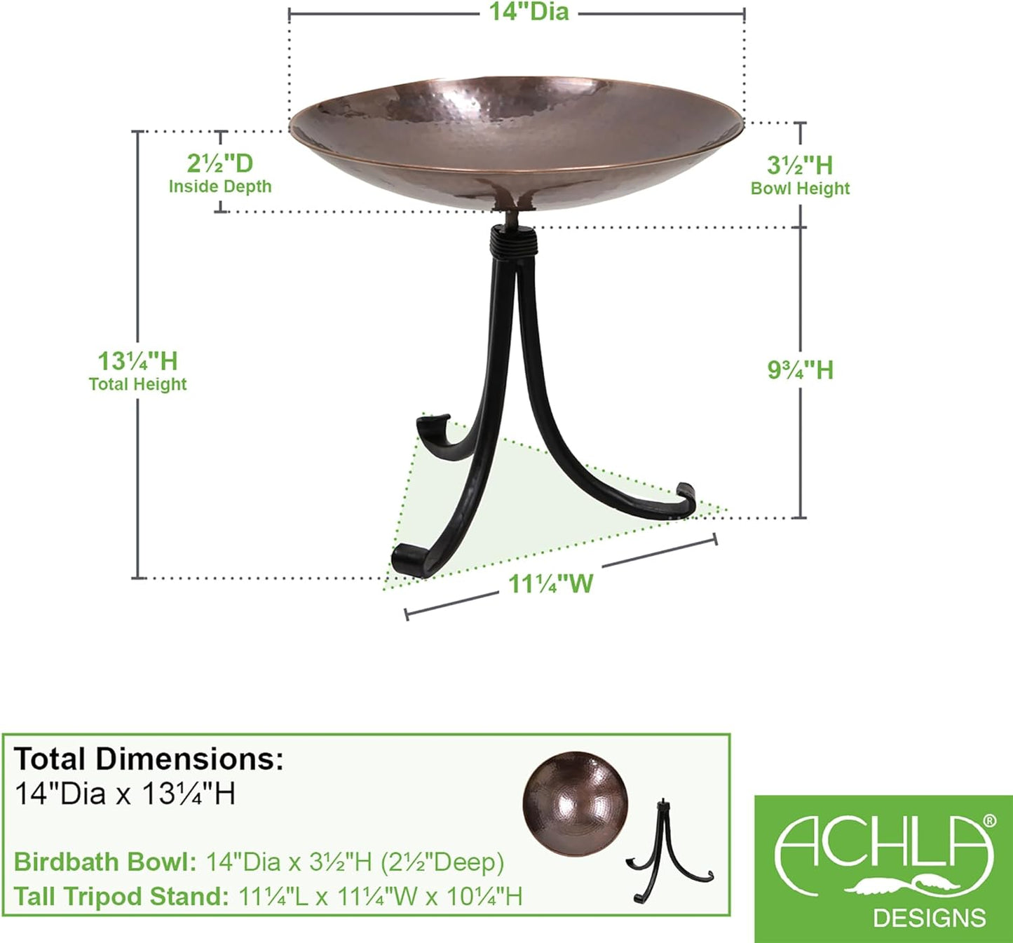 Burnt Copper Birdbath- Tripod Stand