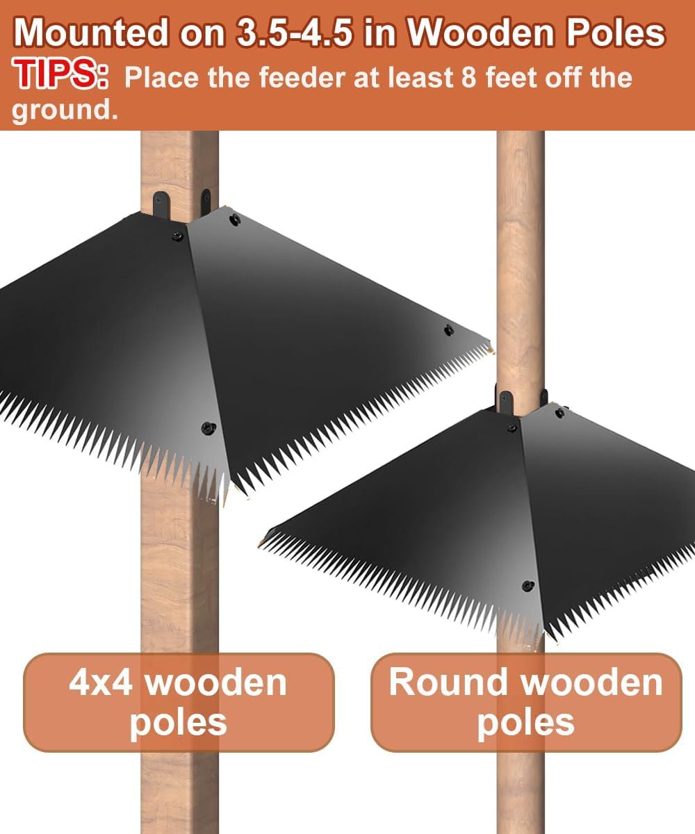 Metal Squirrel Baffle for 4x4 Post, Outside Wooden Pole Mount Squirrel Guards for Bird Feeders, 17 Inch Deterrents Stopper, Racoons, Black, 1pcs