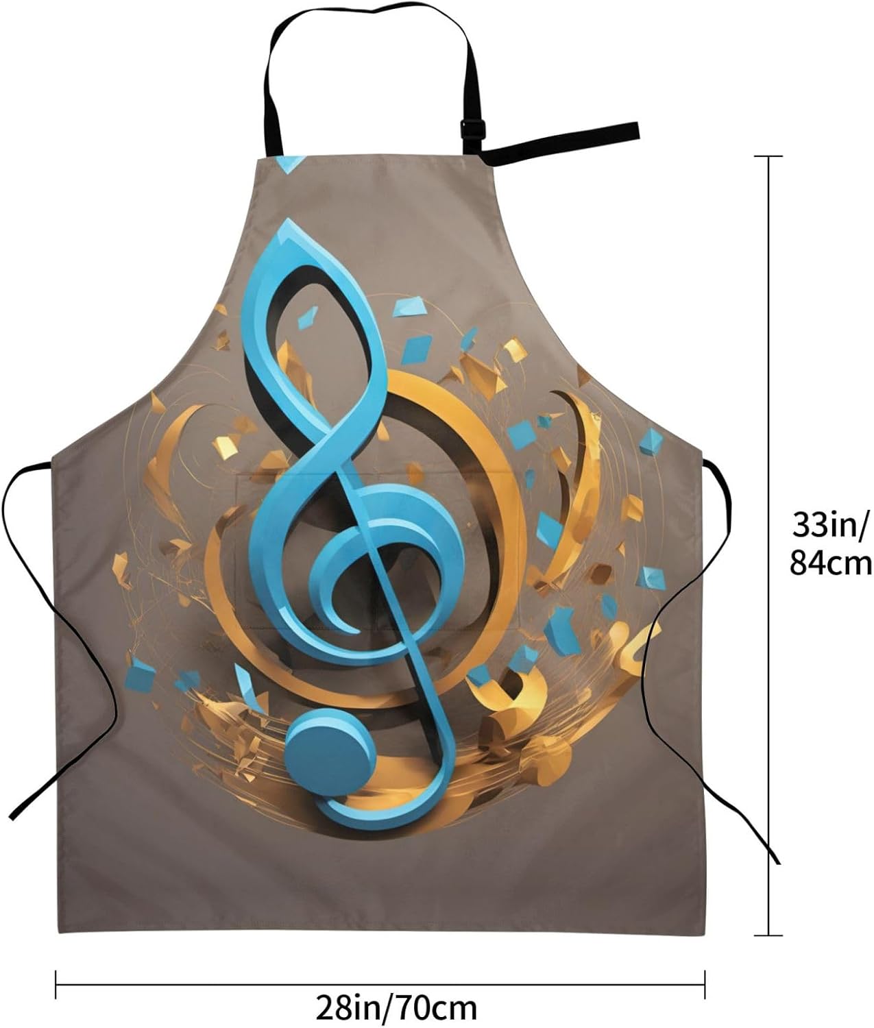 Music Note print Waterproof apron with pocket adjustable cooking apron for adult kitchen bibs to bake