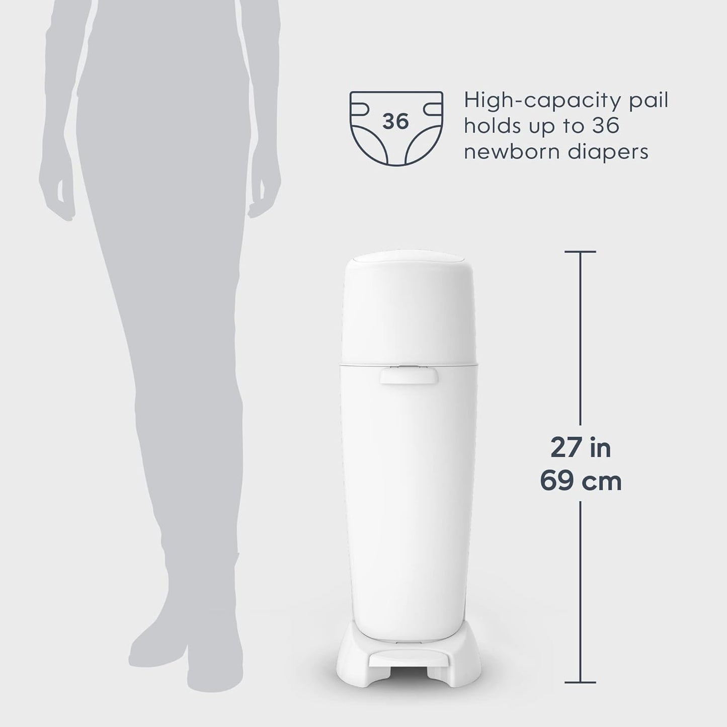 Playtex Diaper Genie Complete Pail with Built-In Odor Controlling Antimicrobial, Includes Pail & 1 Refill, White , 8.36 Pound