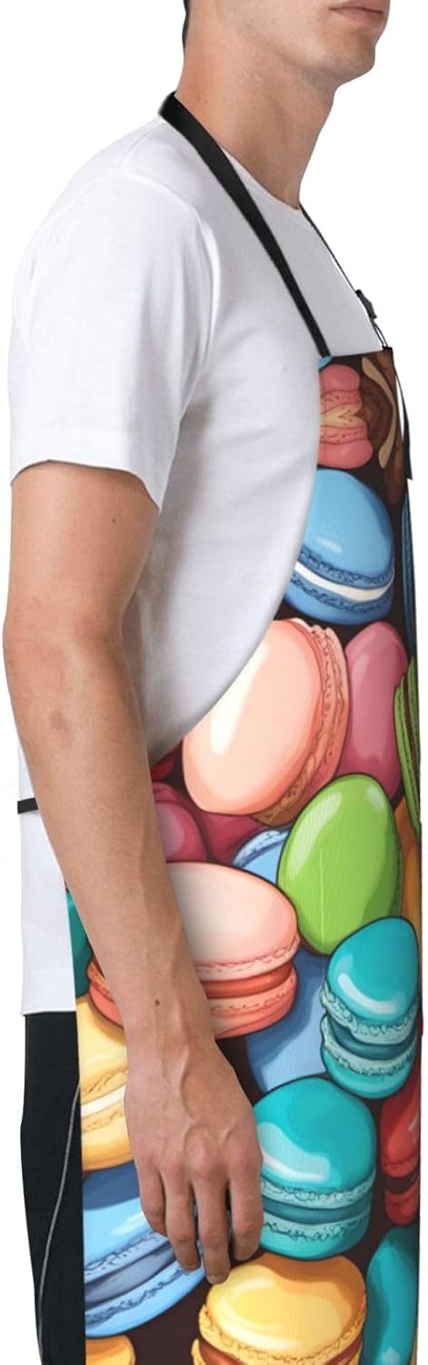 Macaron Biscuit Flavored print Waterproof chef's apron with pocket apr
