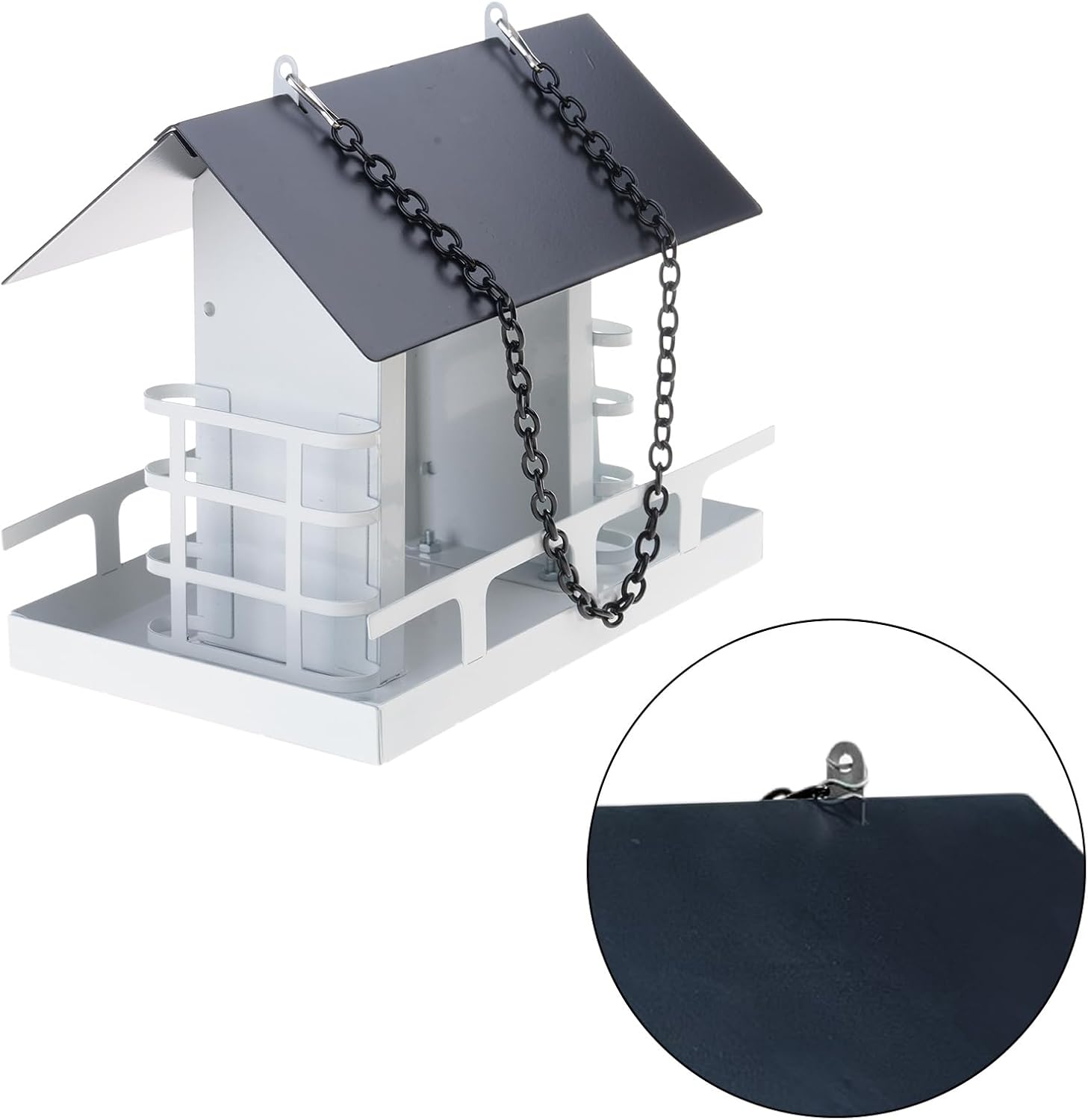 Outdoor Hanging Bird Feeder With Perch Large Capacity Feeding Station 