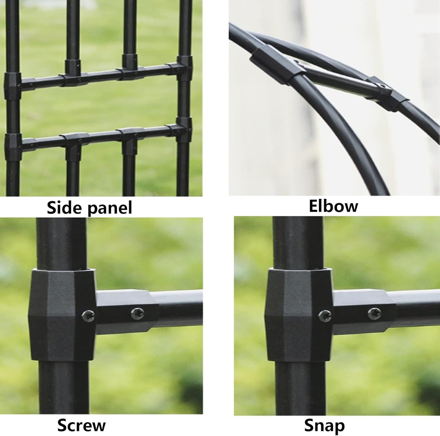Elegant Metal Garden Arch - Decorative Pergola Backdrop Stand for Paths & Entrances, Sturdy Trellis Plant Support for Indoor/Outdoor Decor, Black Finish, 1 Size